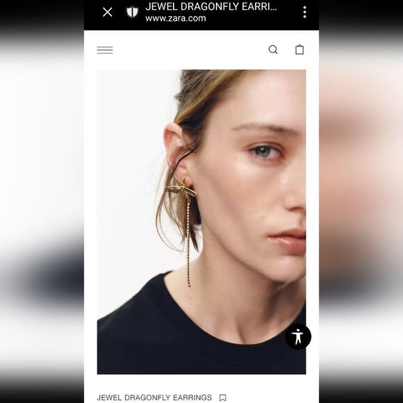 New ZARA Jeweled Dragonfly Dangle Earrings - Picture 2 of 11